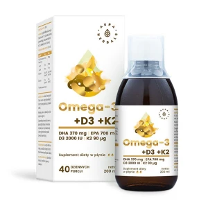 AURA HERBALS Omega-3 – 370 DHA / 700 EPA + D3 2000 IE + K2 (200 ml / 6