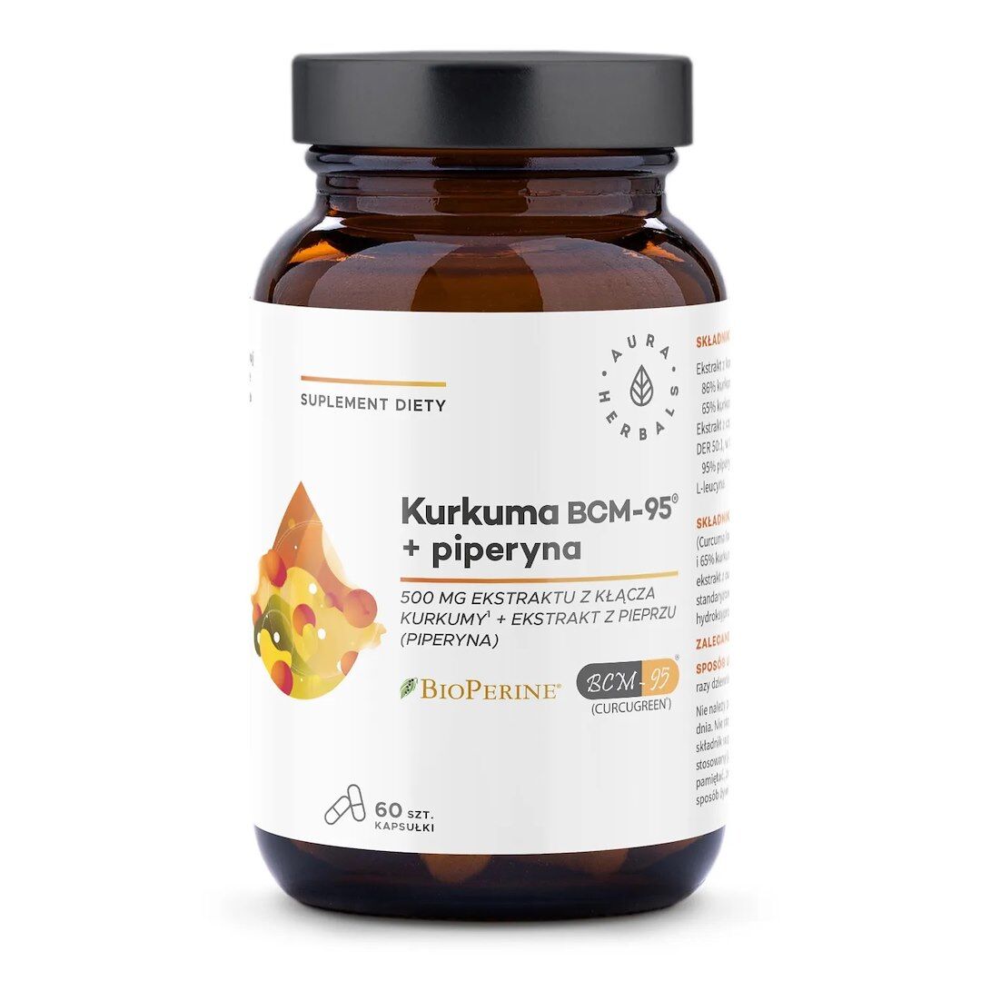 AURA HERBALS Gurkmeja 500 mg BCM-95® + piperin (60 kapslar) – Viking Supplements