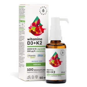 AURA HERBALS Vitamin D3 2000 IE + K2, vegansk (50 ml / 1