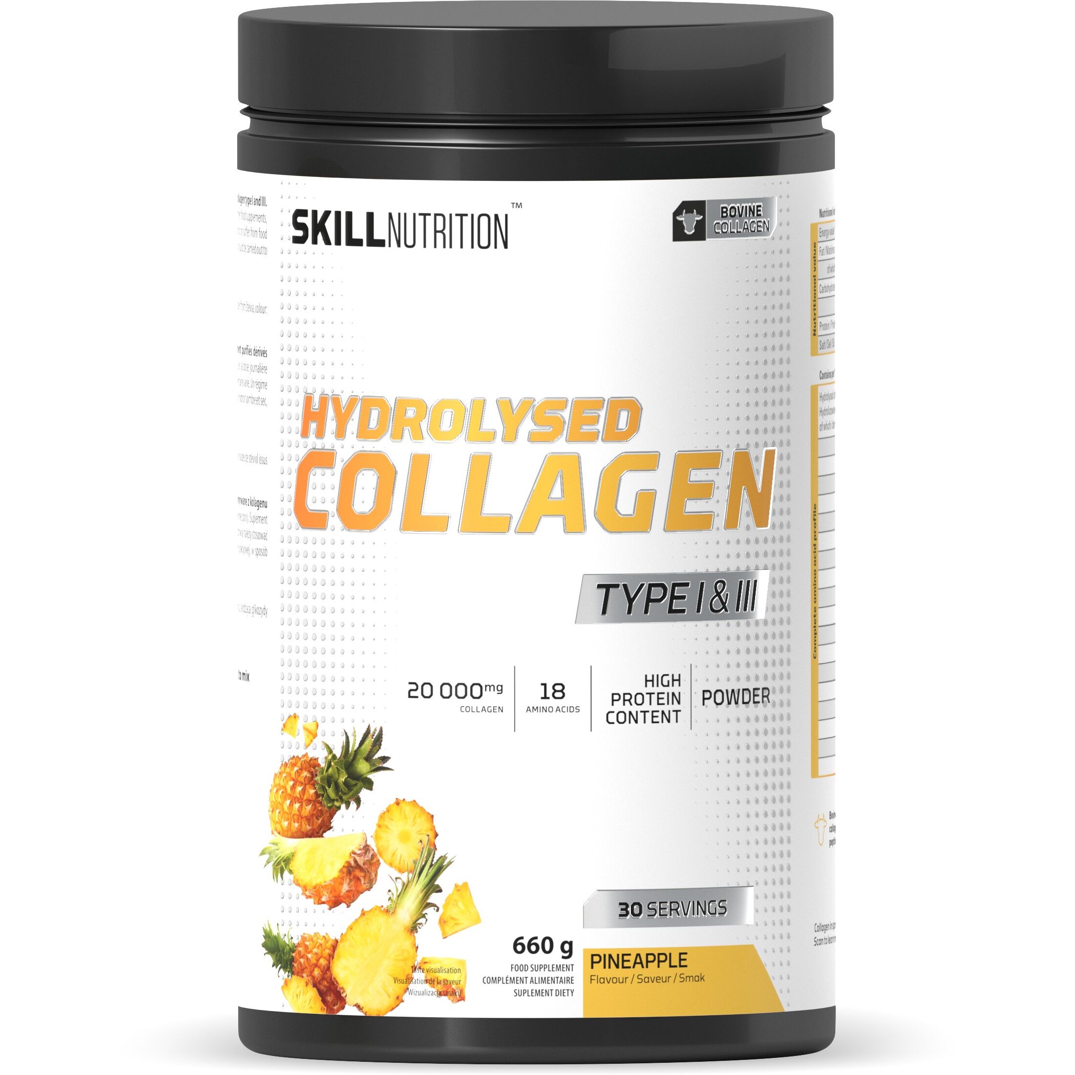 Skill Nutrition - Hydrolyseret kollagen type I og III, ananas + 660 g