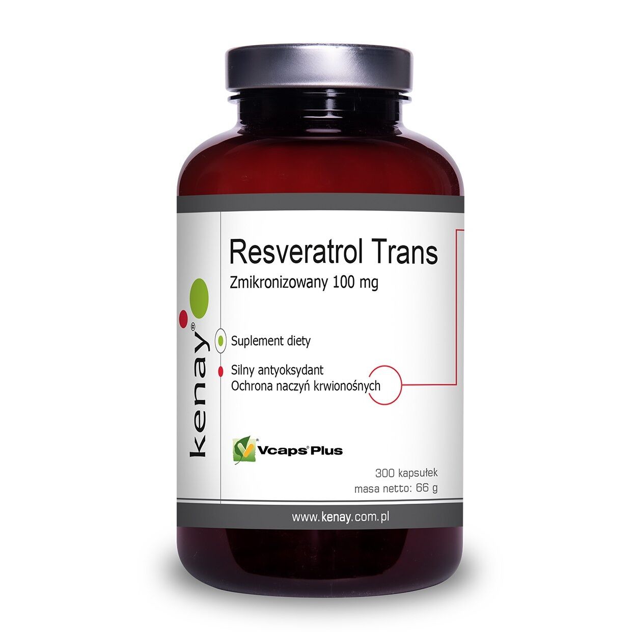 Kenay - Resveratrol Trans Micronized 100 mg, 300 kapsler