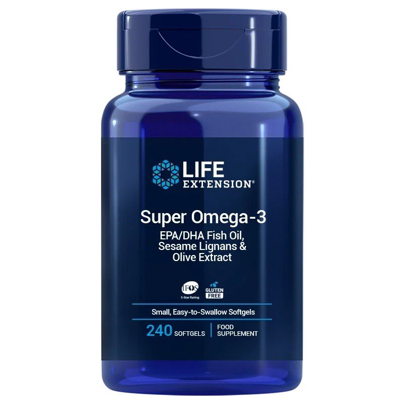 LIFE EXTENSION Super Omega-3 EPA/DHA with Sesame Lignans & Olive Extract EU version (240 easy-to-swallow sgels) - Viking Supplements