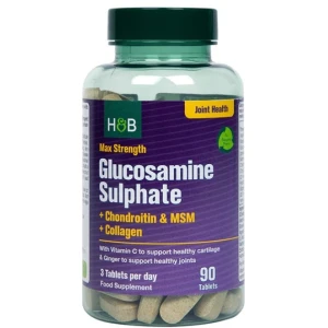 Max Strength Glukosaminsulfat + Kondroitin & MSM + Kollagen – 90 tabletter – Viking Supplements