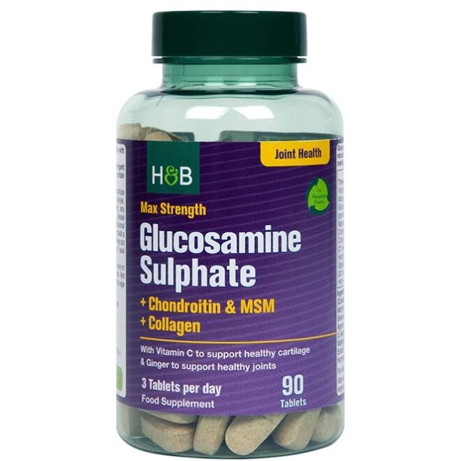 Max Strength Glukosaminsulfat + Kondroitin & MSM + Kollagen – 90 tabletter – Viking Supplements