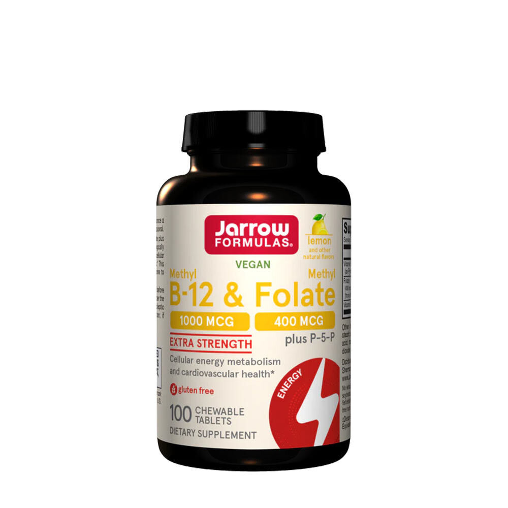 Jarrow Formulas - Methyl B-12 & Methyl Folate, Lemon - 100 chewable tabs