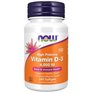 NOW FOODS Vitamin D3 4000 IE (240 sgels) – Viking Supplements