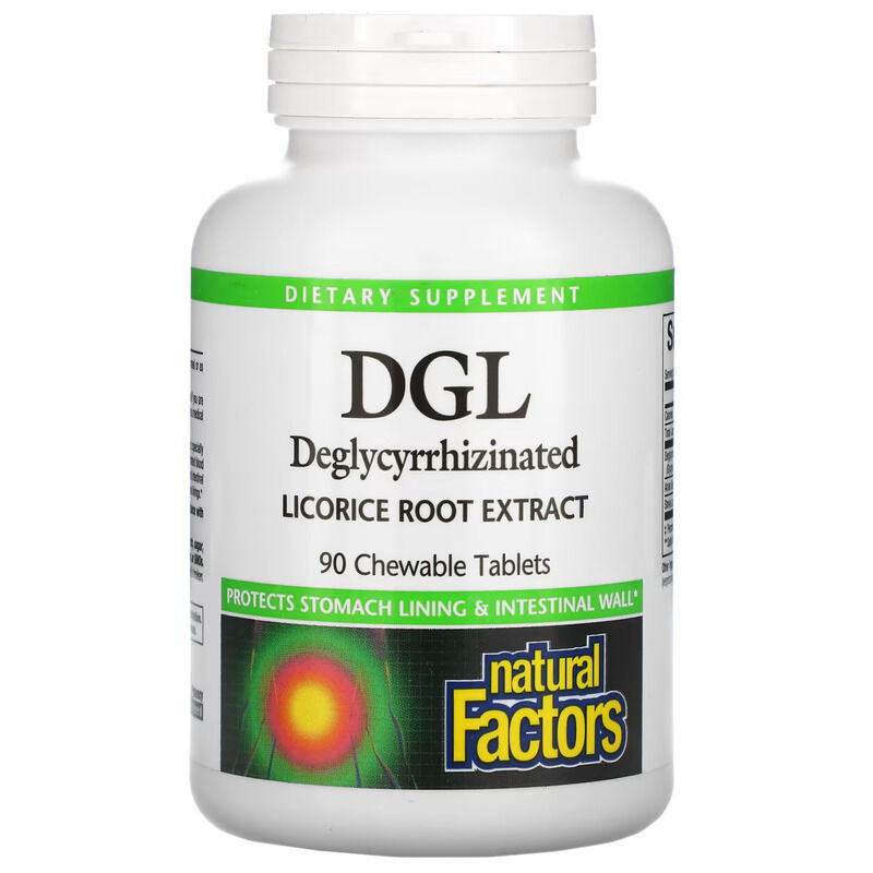 Natural Factors DGL – deglycyrrhiziniserad lakritsrot 400 mg, 90 tuggtabletter – Viking Supplements