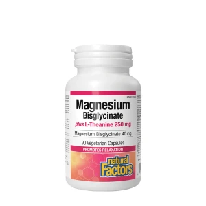Natural Factors Magnesiumbisglycinat 100 plus L-teanin 250 mg (90 kapslar) – Viking Supplements