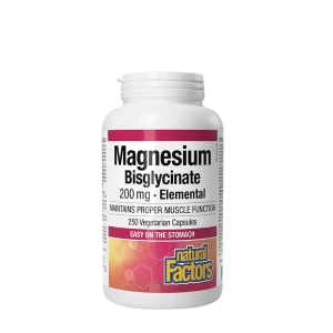 Natural Factors Magnesiumbisglycinat Pure 200 mg (250 kapslar) – Viking Supplements