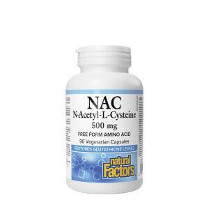 Natural Factors N-acetyl-L-cystein, aminosyra, 500 mg (90 kapslar) – Viking Supplements