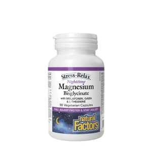 Natural Factors Stress-Relax Nighttime Magnesiumbisglycinat (90 kapslar) – Viking Supplements