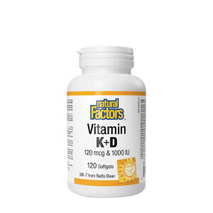 Natural Factors Vitamin K+D 120 mcg & 1000 IE (120 mjuka kapslar) – Viking Supplements