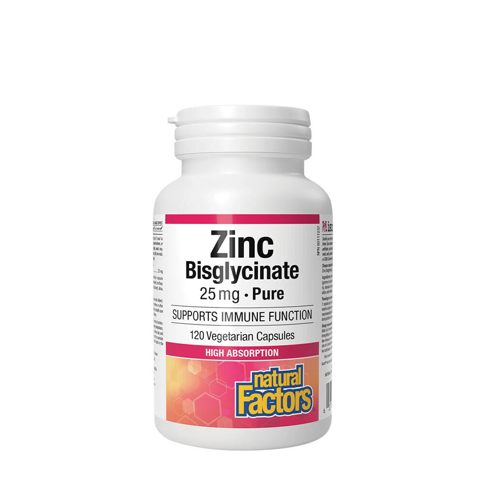 Natural Factors Zinkbisglycinat 25 mg (120 kapslar) - Viking Supplements