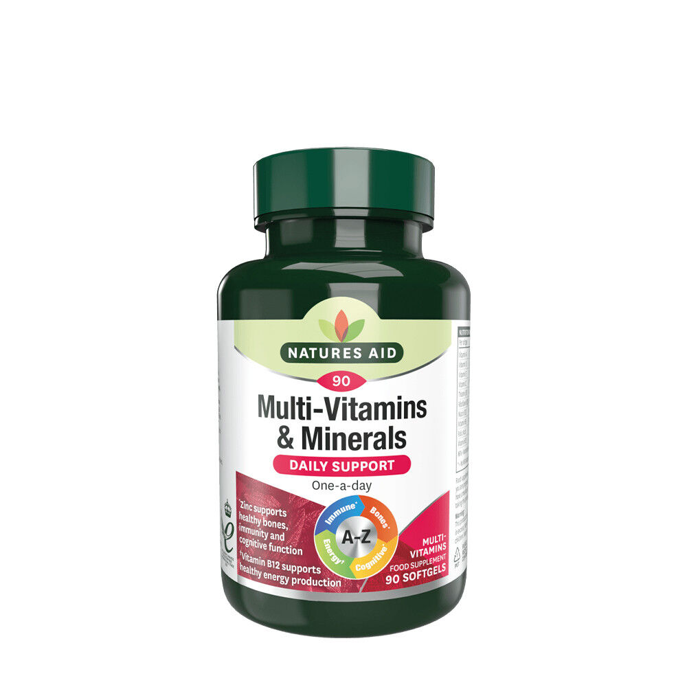 Natures Aid Multivitaminer och mineraler (med järn) (90 mjuka kapslar) – Viking Supplements