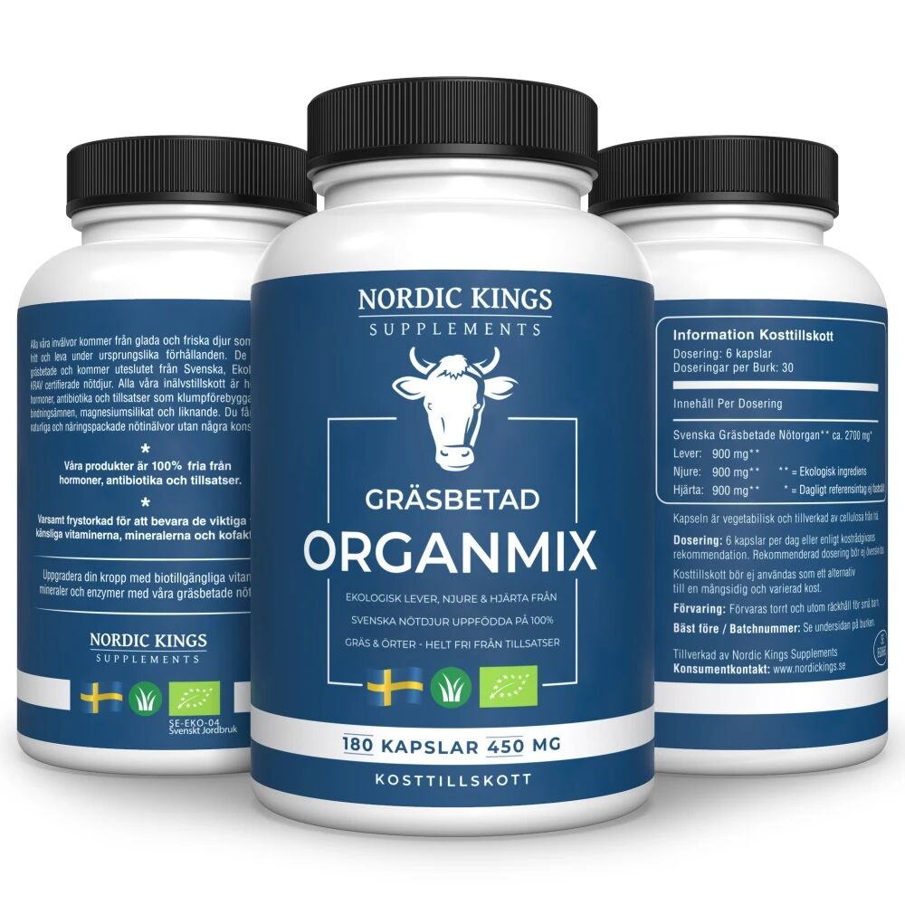 Nordic Kings 100% Grass-Fed Organic Organ Mix – 180 kapslar - Viking Supplements