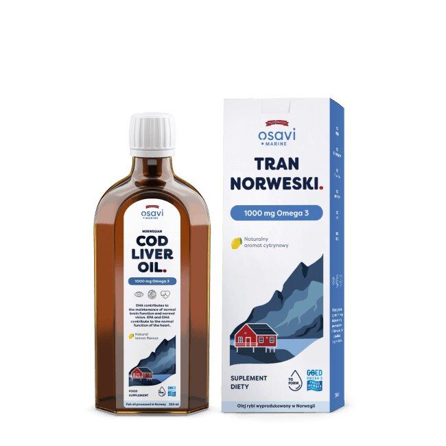 OSAVI norsk torskeleverolie, 1000 mg citronsmag (250 ml / 9 fl. oz.)