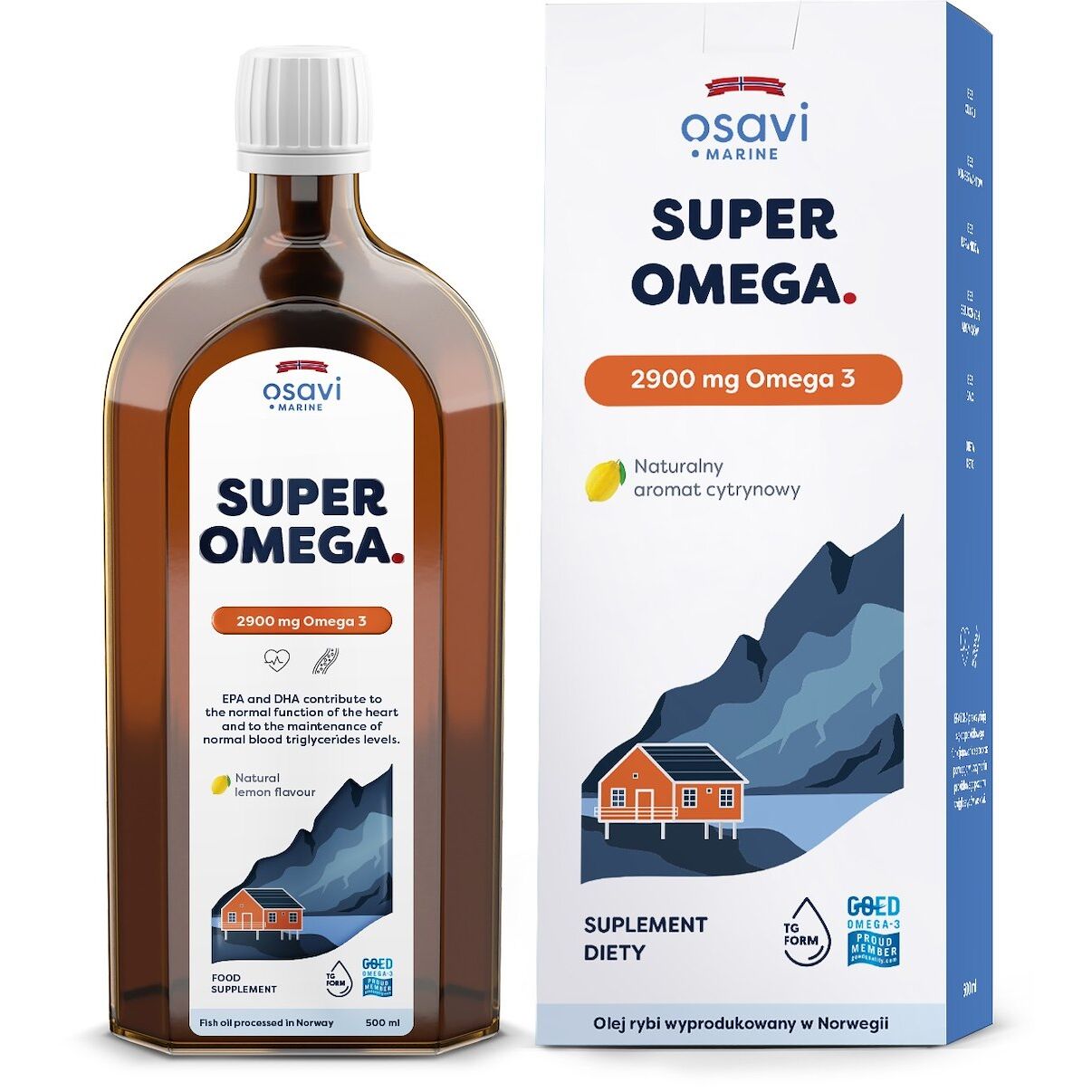 OSAVI Super Omega, 2900 mg, naturlig citronsmag (500 ml / 16,9 fl. oz.)