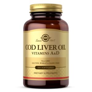 SOLGAR Torskleverolja – Vitamin A och D (100 kapslar) – Viking Supplements
