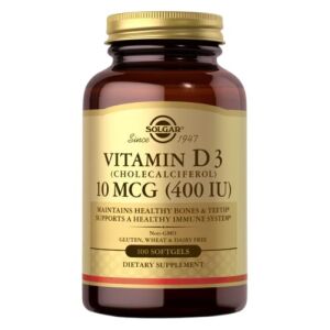 SOLGAR Vitamin D3 (kolekalciferol) 10 mcg (400 IE) (250 kapslar) – Viking Supplements