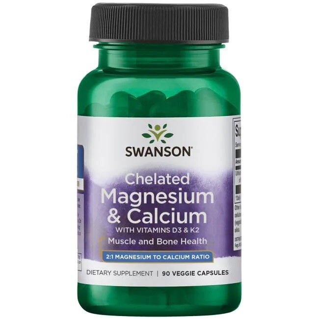 SWANSON Albion – Magnesium- och kalciumkelat med D-3 och K-2 – Viking Supplements