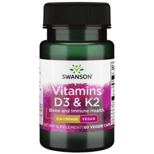 SWANSON Vitamin D3 2000 IE + K2 75 mcg 60 kapslar – Viking Supplements
