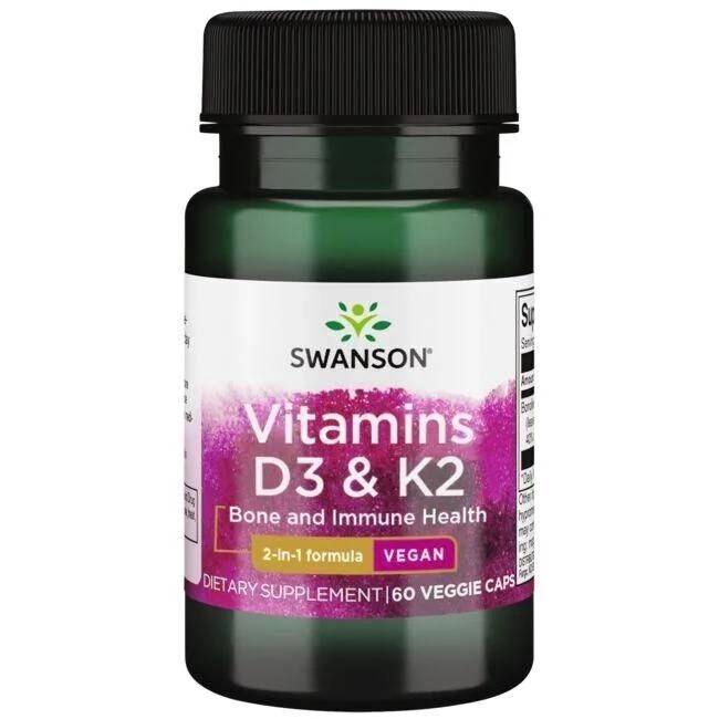 SWANSON Vitamin D3 2000 IE + K2 75 mcg 60 kapslar – Viking Supplements