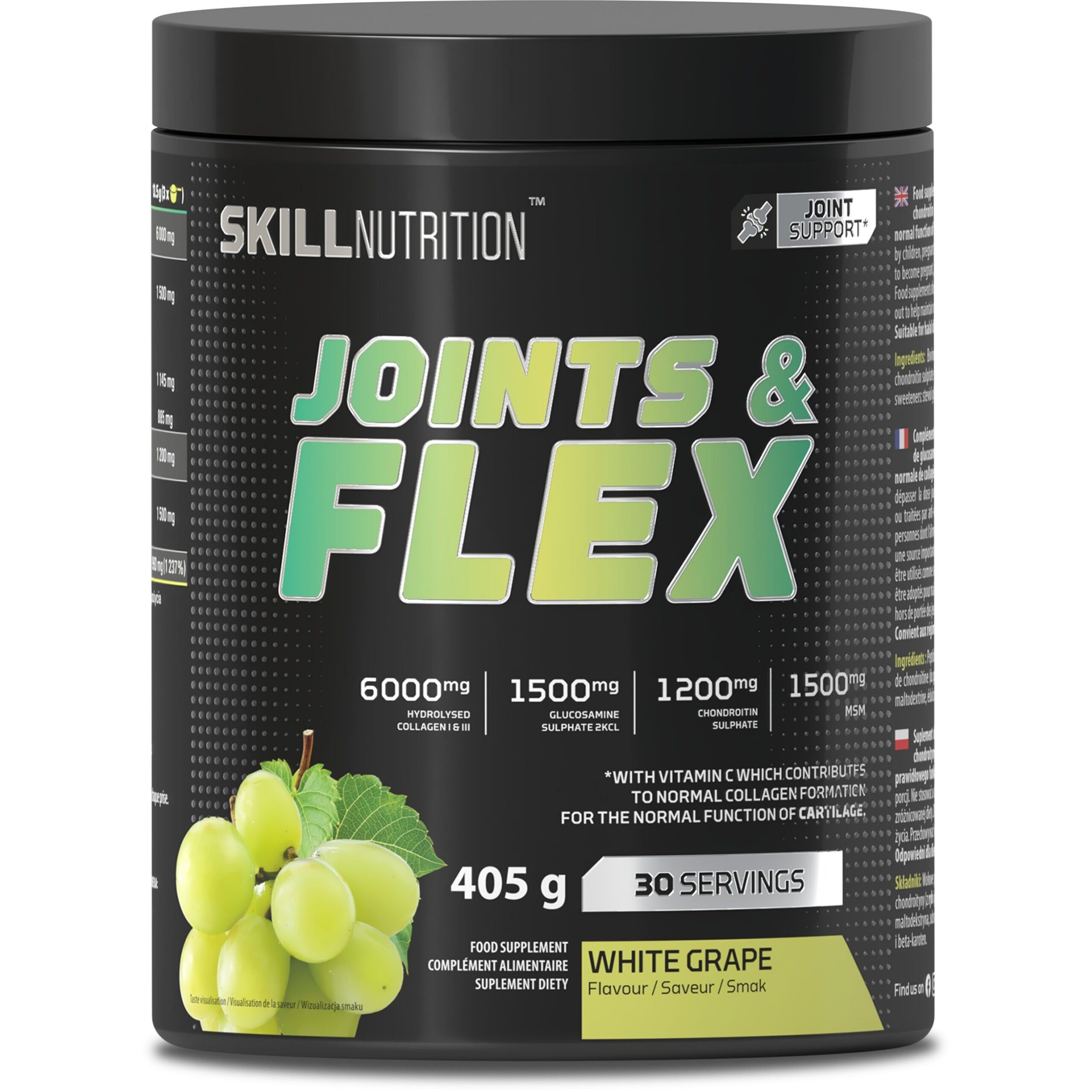 Skill Nutrition Joints & Flex Powder, hvid drue 405 g