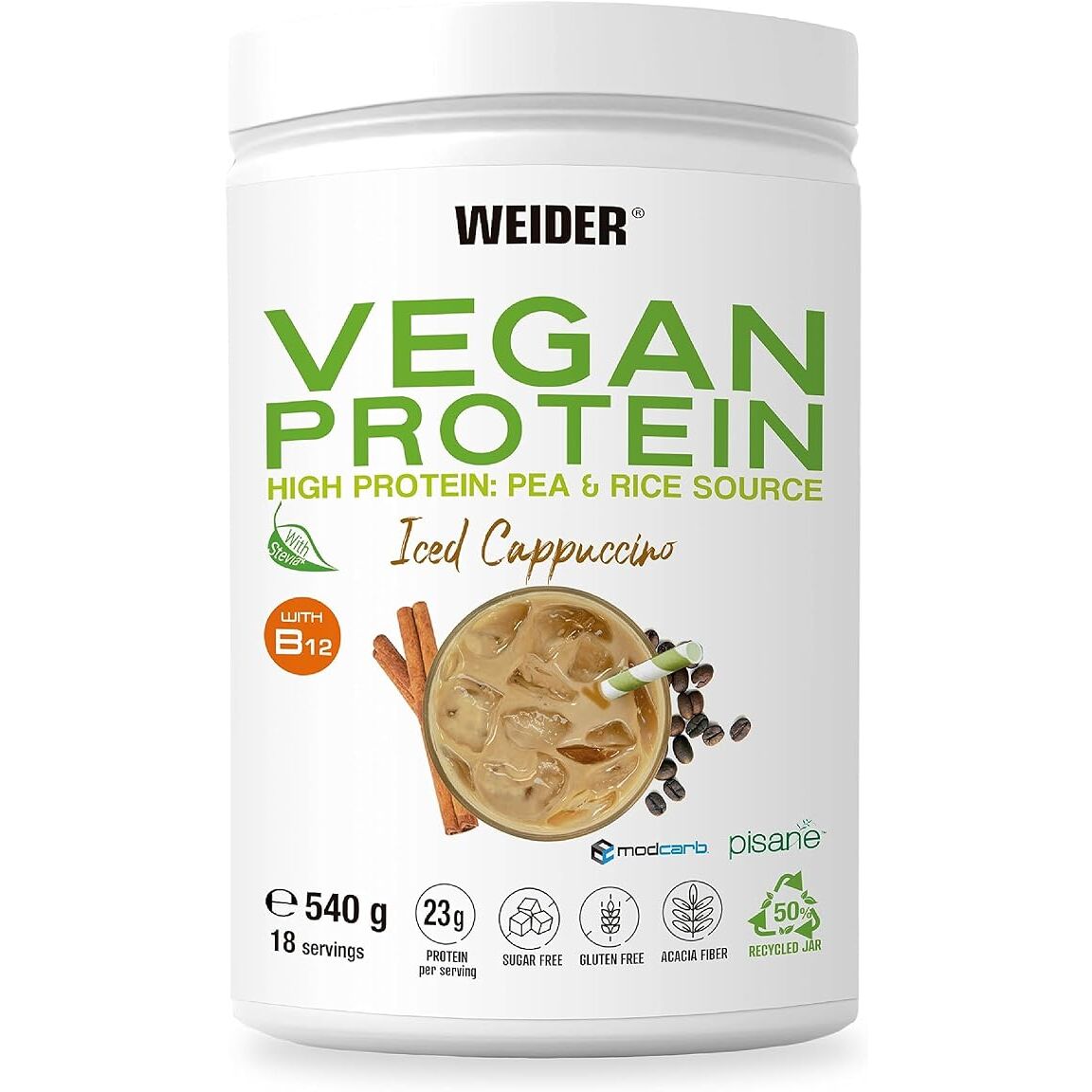 Weider Vegan Protein, Iced Cappuccino 540 g billede